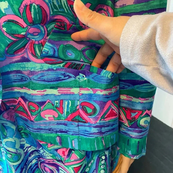 Anne Crimmins for Umi Collections Y2K 100% Silk Matching Blazer & Skirt Lady 12 - Picture 8 of 10